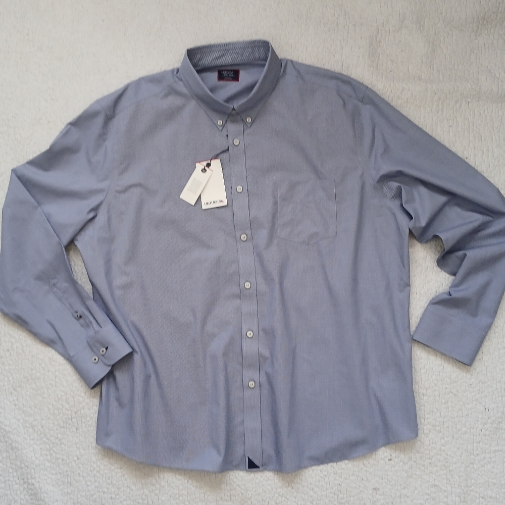 UNTUCKIT Mens 3XL Slim Fit Long Sleeve Blue Button Collar Shirt NWT